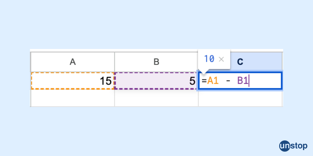 Basic Subtraction Using Cell References