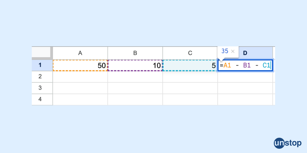 Subtracting Multiple Cells