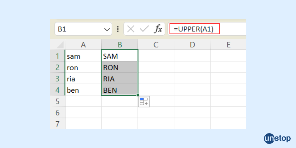 UPPER Function in Excel