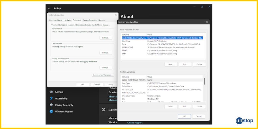 configuring environment variables