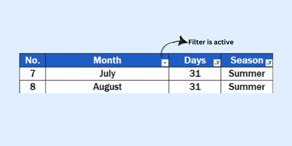 Identify Active Filter in Excel