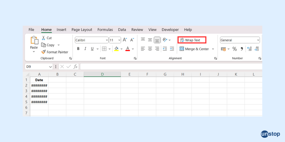 Wrap text to fic Excel error