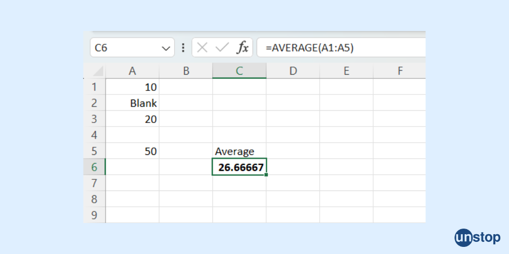 Ignoring Blank and Text Cells in Average Formula in Excel