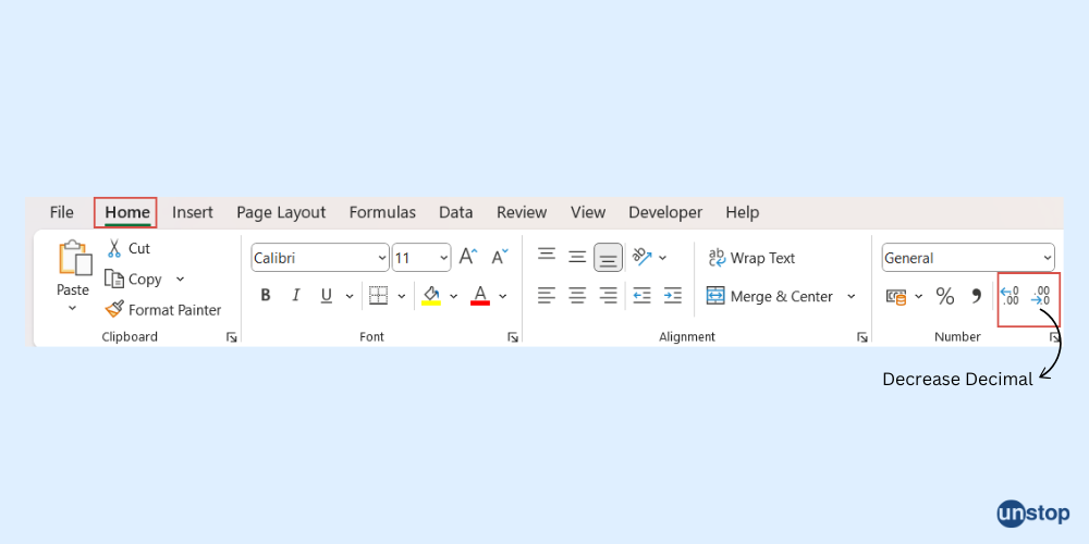 Reduce decimal places in Excel