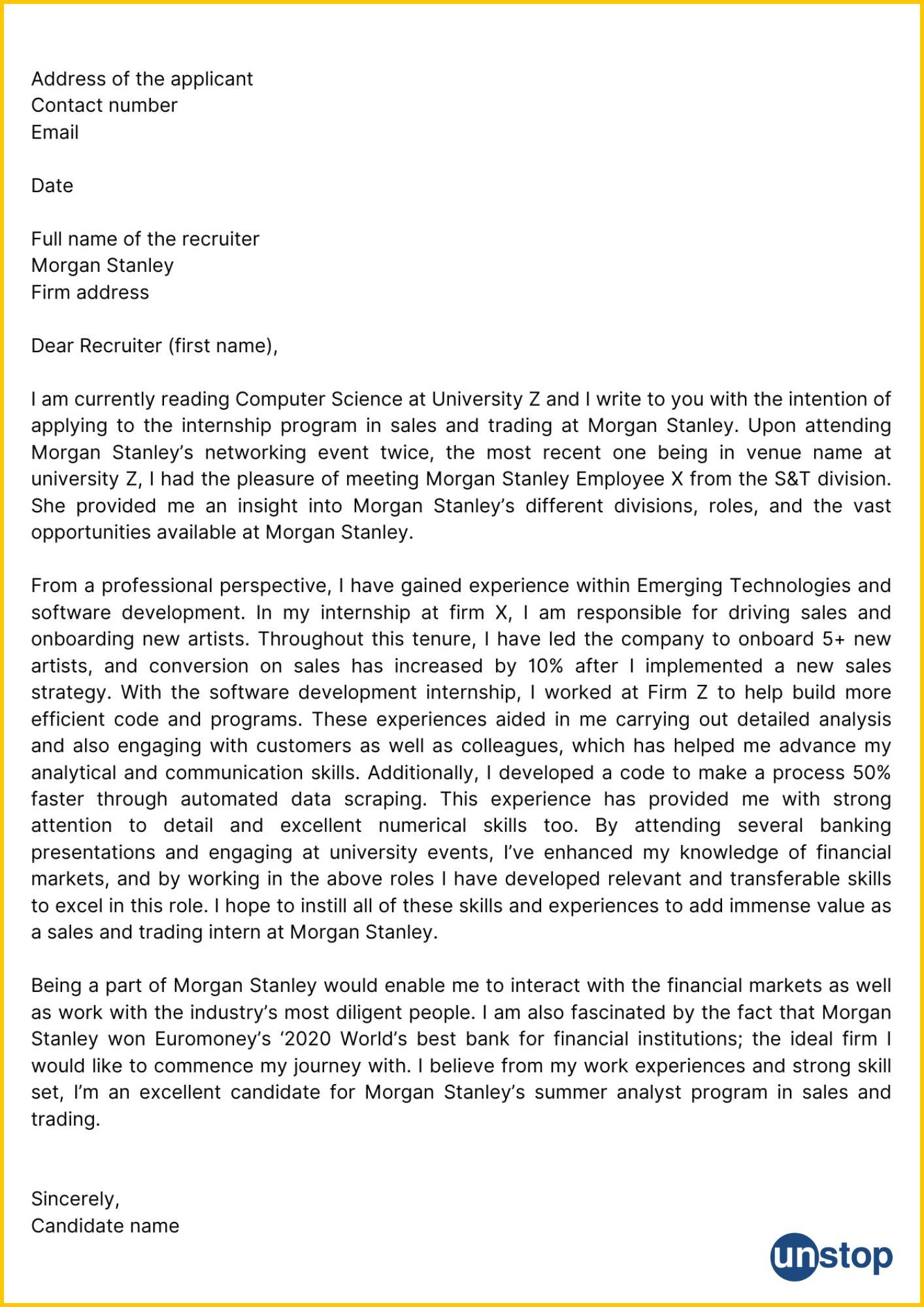 How To Write Finance Cover Letter For Morgan Stanley (+Free Sample!)