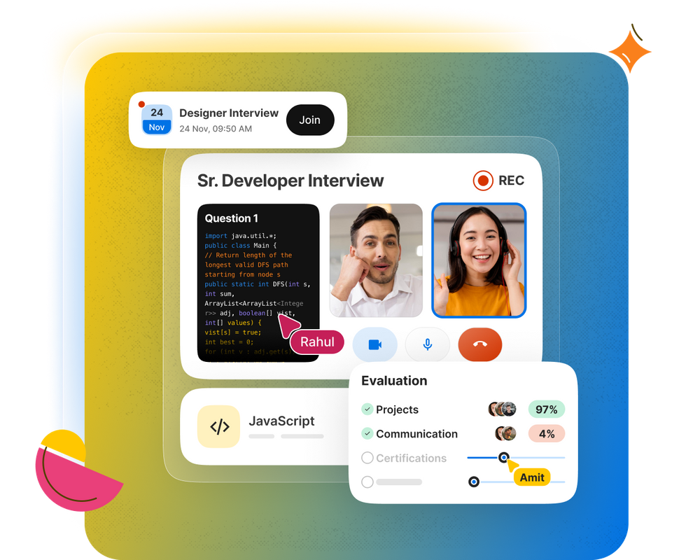 Unstop's AI-powered virtual interview platform with instant evaluation and deep AI analytical insights.
