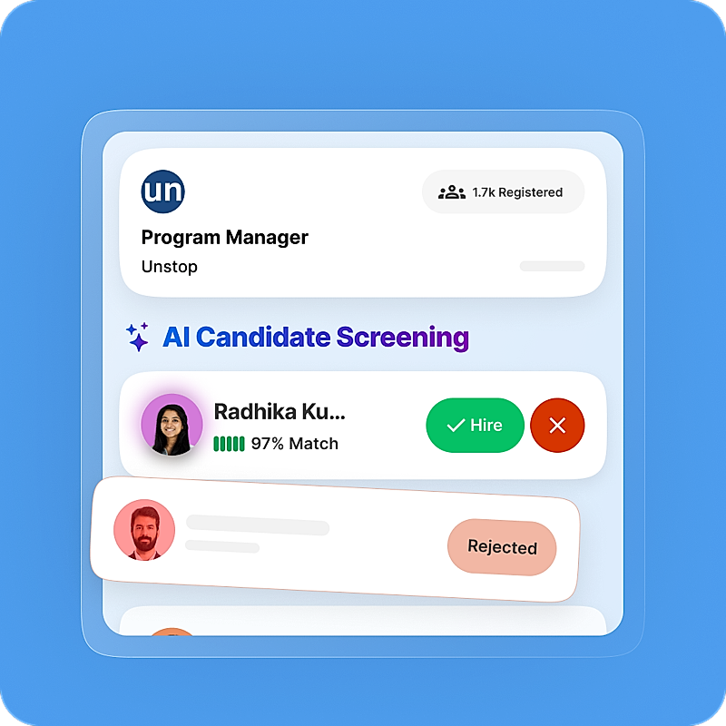 Automated screening and AI match scores to simplify the process of hiring professionals.