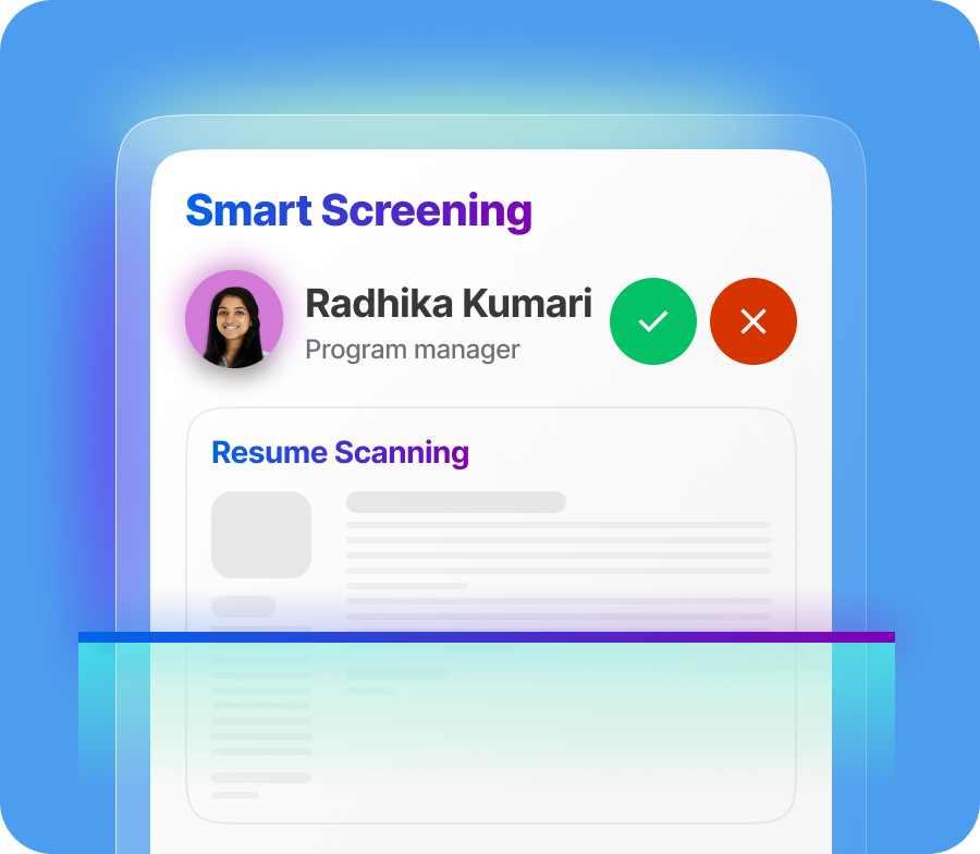Deep skill, experience, and role-based resume parsing & AI screening tools for bulk applications.