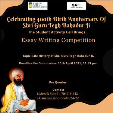 Essay Writing Competition 400th Birth Anniversary Of Guru Tegh Bahadur Ji Competition For Mba Students Register Now D2c