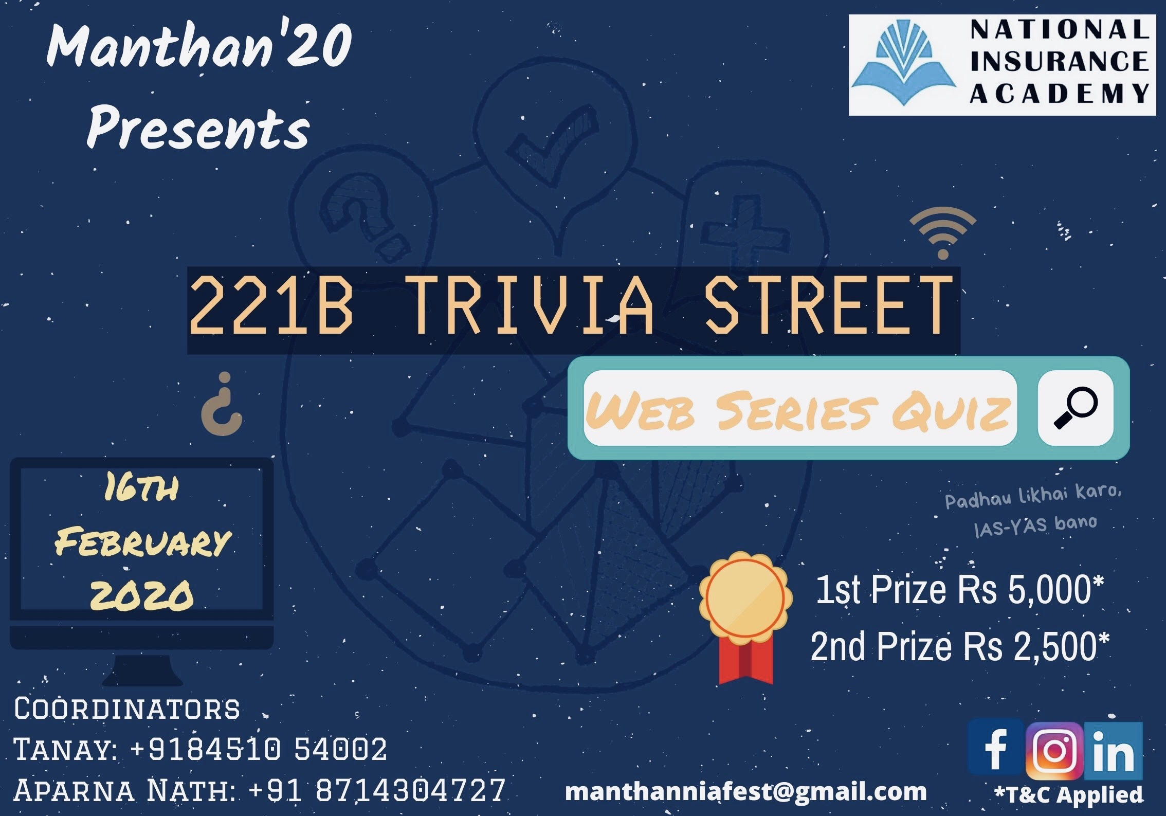 221b Trivia Street Webseries Quiz Under Manthan 20 From National Insurance Academy Nia Pune